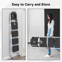 Escaleras Plegables de 4 Escalones, Capacidad de 150KG con Pedales Antideslizantes Anchos, Taburete de Mano de Acero, Manubrio de Esponja, Uso en Interiores y Exteriores, Negro - details 49