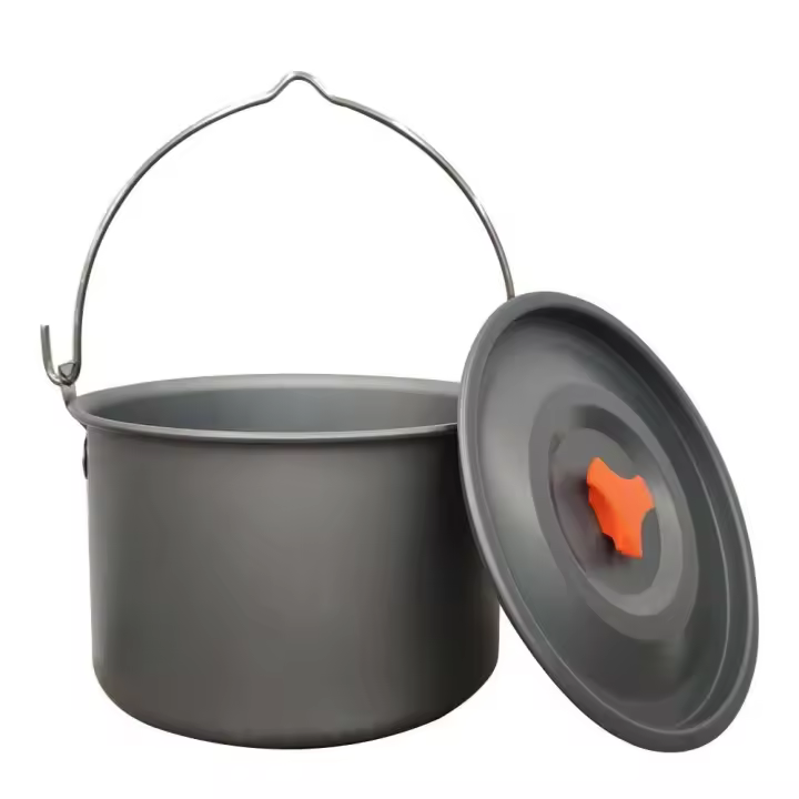 Al aire libre 4-6 personas sartén antiadherente Camping caldero colgante equipo hoguera tiene una olla Picnic portátil - 1