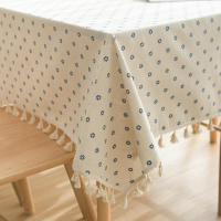 Mantel de poliéster con borde de encaje, cubierta rectangular a prueba de polvo con borlas, para cocina, mesa de comedor, decoración del hogar - details 13
