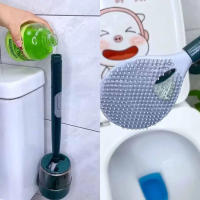 Juego De Cepillo De Inodoro Con Soporte De Silicona Limpieza Del Baño Asa Recargable Dispensador Accesorio Doméstico - details 0
