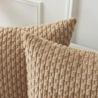 1 Uds. Funda de cojín de 40/45/55x55cm, funda de almohada de pana, funda de almohada a rayas de color caqui para sofá, sala de estar, cama, decoración del hogar de gran tamaño - details 2