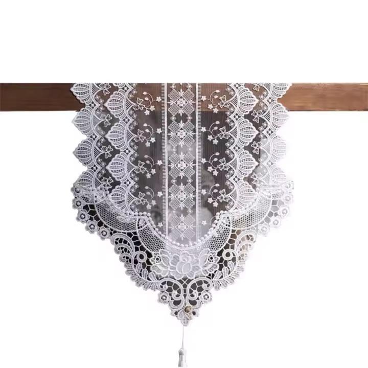 Decoración del banquete de bodas de Dolly con zapatos para correr en la Mesa de encaje bordado retro blanco - 1