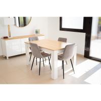 Mesa Comedor, Modelo Denver, para salón, Cocina, Acabado Blanco y Cambria, Dimensiones 138 (Largo) x 90 (Ancho) x 75 (Alto) (Blanco/Madera) - details 6