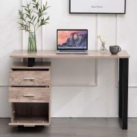 Escritorio Moderno de Madera y Acero 3 Cajones, Porta Ordenador, Diseño de Mesa de Trabajo, 120 x 50 x 75 cm, Decoración para Casa y Oficina - details 15