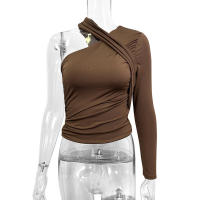 Venta de camiseta básica de manga larga Off-ulder, nueva camiseta Sexy con cuello Halter, moda para mujer, chica caliente - details 15