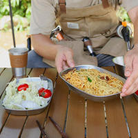 Plato de cena de hojalata de grado alimenticio para servir barbacoa, fácil de limpiar para acampar, Picnic al aire libre, barbacoa - details 1