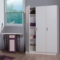 Armario Multiusos, 3 Puertas, Acabado en Blanco Mate, Medidas: 109 cm (Ancho) x 180 cm (Alto) x 37 cm (Fondo) - details 1