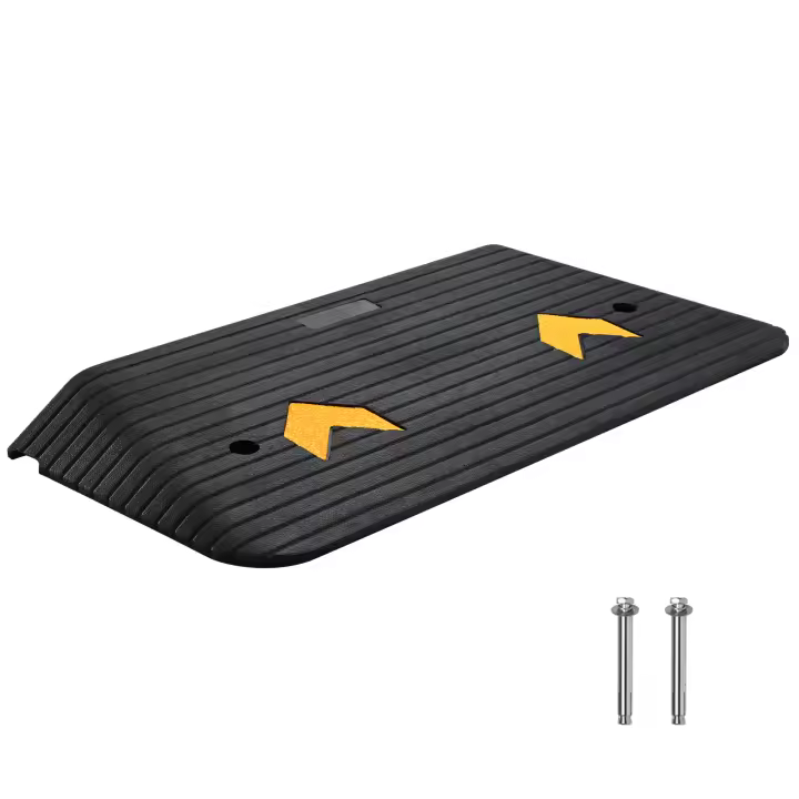 SucceBuy Rampa de umbral de goma de 3" de elevación, 1 canal, antideslizante, capacidad de 33,069 libras, para sillas de ruedas y scooters - 1