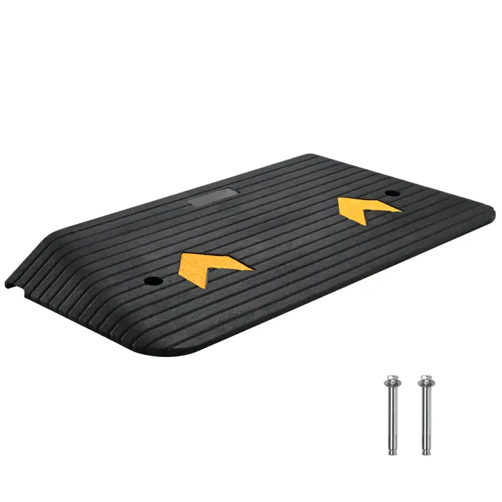 SucceBuy Rampa de umbral de goma de 3" de elevación, 1 canal, antideslizante, capacidad de 33,069 libras, para sillas de ruedas y scooters - 1
