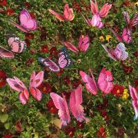 Mariposa de simulación multicolor con varillas para decoración de jardín, mariposas de doble capa vívidas, flores, bricolaje, 10 piezas, 8cm - details 7