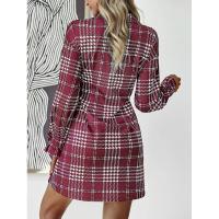 Vestido camisero de manga larga para mujer, elegante a cuadros, elástico de una pieza, moda coreana, informal, para fiesta - details 11