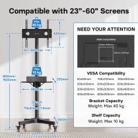 Soporte TV de Suelo con Ruedas Carro, Soporte para Pantallas de 23"-60" Plasma/LCD/LED, con Carga 25 kg - details 5