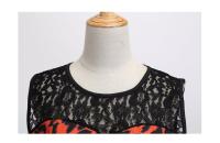 Lace patchwork summer women a line elegant vintage party dress with belt - details 74