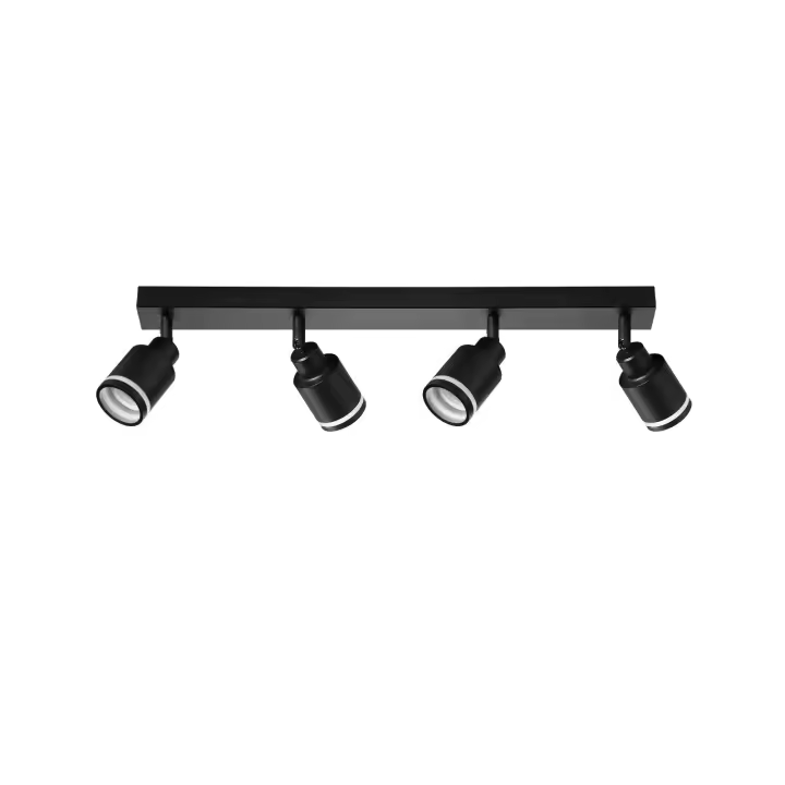 CBJKTX Lámpara de techo negra moderna: 4 focos de techo de metal ajustables GU10 Lámpara de techo para dormitorio comedor sin bombilla - 1