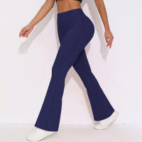 Mallas de Yoga a prueba de sentadillas para mujer, pantalones de Yoga de cintura alta, levantamiento de glúteos, pantalones de tiburón Micro acampanados, pantalones de Yoga ajustados de cintura alta - details 39