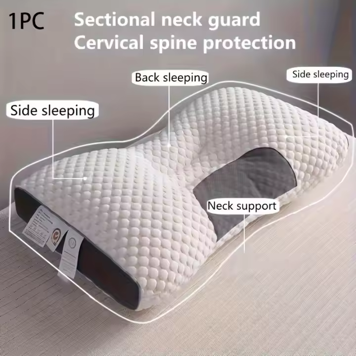 Almohada de Soporte de Cuello de Punto Respirable - Fibra de Poliéster Suave, Núcleo de Masaje de Sueño Transpirable, Decorativa y Cómoda Almohada Cervical para Dormitorio y Sala de Estar - 1