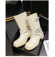 Botas de tacón bajo con punta cuadrada de moda, botas con cremallera lateral - details 10