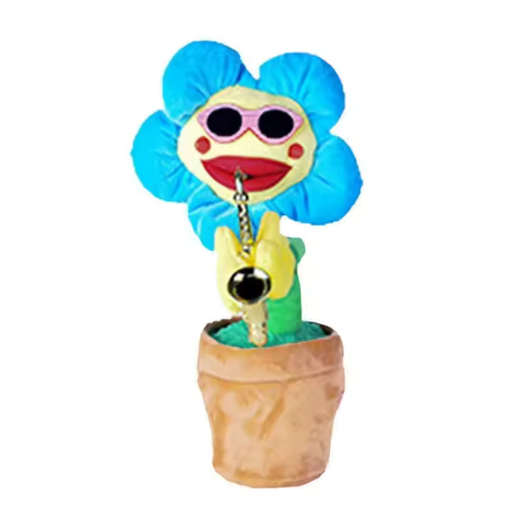 Girasol bailando con saxofón, juguete electrónico para cantar de 35cm, maceta oscilante de 80 canciones - 1
