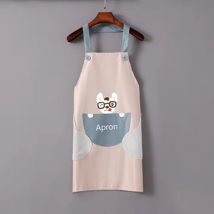 Delantal de cocina para el hogar, delantal de cocina impermeable con dibujos animados, fácil de limpiar, a prueba de aceite, para el hogar y el jardín - 1