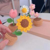 Accesorios de Decoración de Coche Hechos a Mano Rosa, Girasol, Tulipán de Punto Tejido - details 7