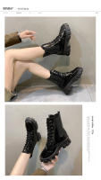 Nuevas botas cortas negras de moda geniales de moda botas de mujer de tacón grueso de suela gruesa - details 7