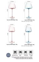 Juego de vasos rosas franceses, copa de cristal con boca incisa, fondo cóncavo, copa de vino y champán, color azul - details 2