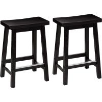 maciza, taburete de bar corto, silla de comedor, fácil montaje, moderno, 61 cm de alto, Negro - details 0