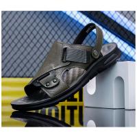Sandalias de cuero para hombre, zapatos suaves de playa y exterior, planos, color negro, para jardín, 2024 - details 17