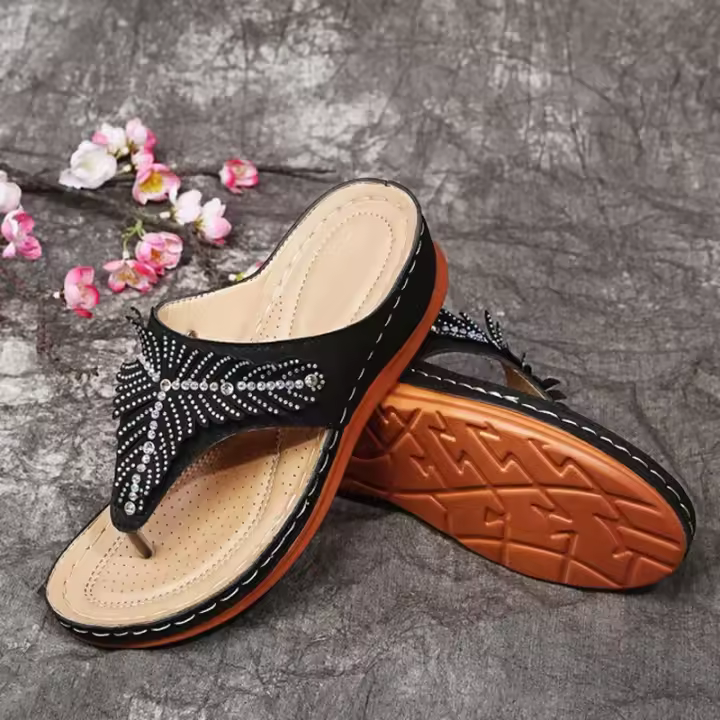 Women Open Toe Boho Casual Sandals Hollow Out Flip Flops Summer Wedge Sneakers Women's Footwear - 1