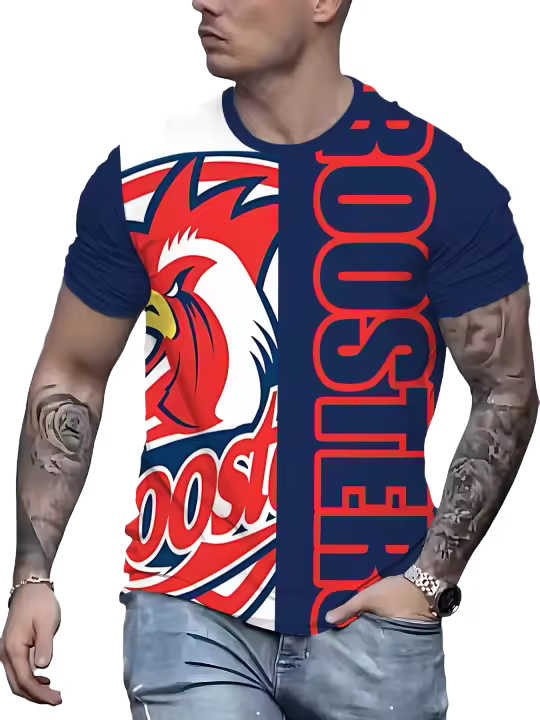 Camiseta vintage de poliéster con cuello redondo y estampado 3D de manga corta informal de verano para adultos - 1