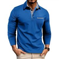 Polo informal con cuello vuelto para hombre, camisetas de manga larga, tops masculinos - details 0
