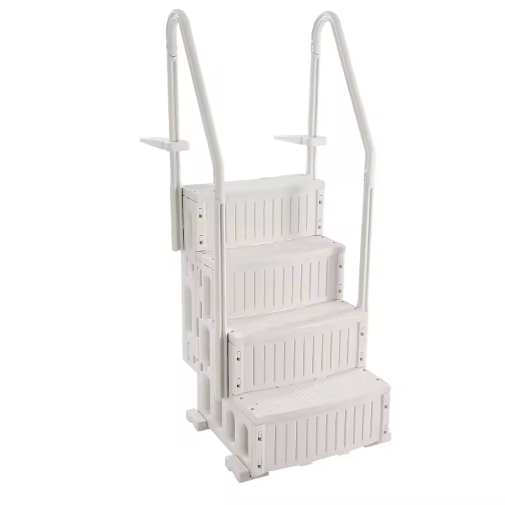 SucceBuy Escalera para piscina, con pasamanos dobles, escalones antideslizantes y resistentes, para piscinas enterradas y elevadas - 1