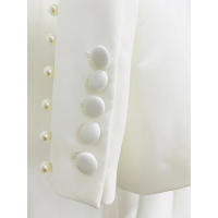 Blazer de mujer de un solo botón con perlas, blazer de oficina delgado, traje de pantalón acampanado, conjunto de talla grande, - details 11