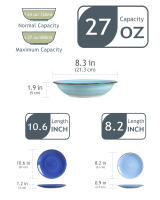 Vancasso BONITA vajilla azul de 18 piezas, juego de platos de cena, platos de sopa, platos de postre, servicio de barro para 6 personas - details 0