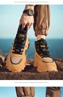 Hombres Estilo Retro Británico High-Top Primavera Transpirable Tobillo Con Cordones Trabajo De Goma Montañismo Al Aire Libre Desierto Combate Ruibarbo - details 6