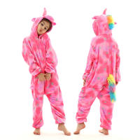 Pijama de dinosaurio Kigurumi para bebé y niño, ropa de franela con dibujos de animales rojos, unicornio, Invierno - details 14