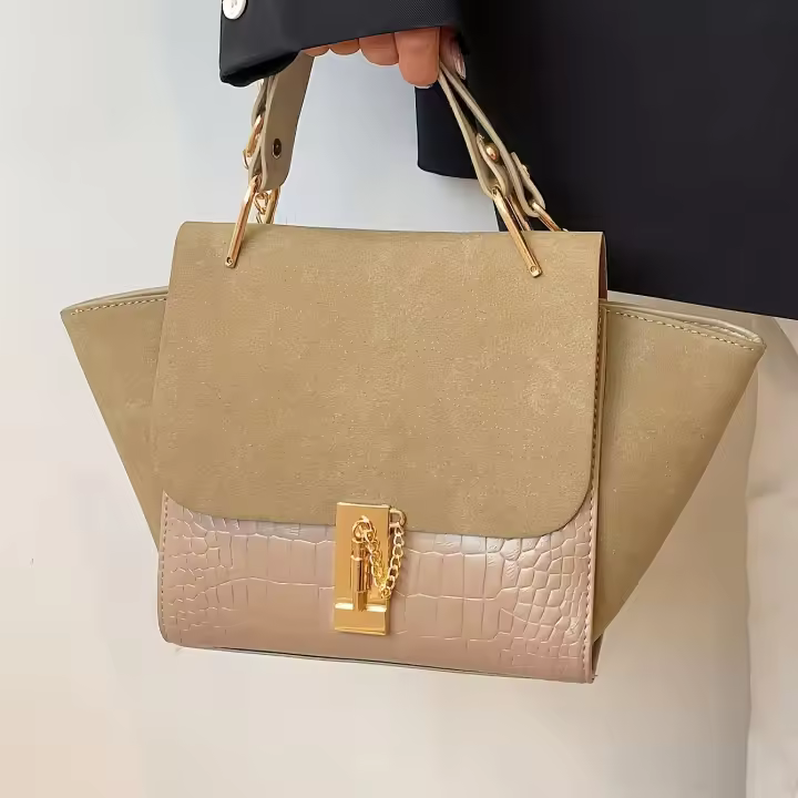 Elegante Bolso Cruzo de Khaki con Acolchado de Poliéster Cierre de Cerradura, Desmontable y Seguro para Mujeres, Bolso de Viaje Versátil - 1