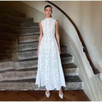 Vestidos largos plisados ​​de encaje blanco elegante para mujer, novedad de primavera 2025, vestido de cintura envuelta con mangas y cuello alto, batas de boda a la moda para mujer - details 5
