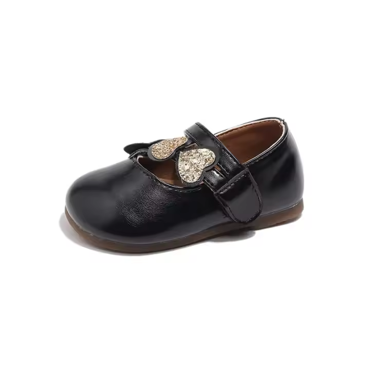 Zapatos de cuero para niñas, calzado de estilo coreano, suave y cómodo, antideslizante, versátil, dulce amor, novedad de otoño, 2024 - 1