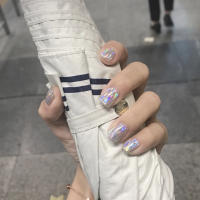 Set De 24 Uñas Postizas Con Diseño De Margarita Blanca Y Rosa Cuadradas Cortas Artículos De Manicura Removibles Para Fiesta - details 30