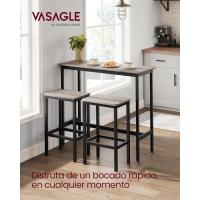 Juego de Mesa y Taburetes de Bar, Mesa de Desayuno con 2 taburetes, Marco de Acero, Industrial, Marrón Rústico y Negro Tinta LBT218B01 - details 10