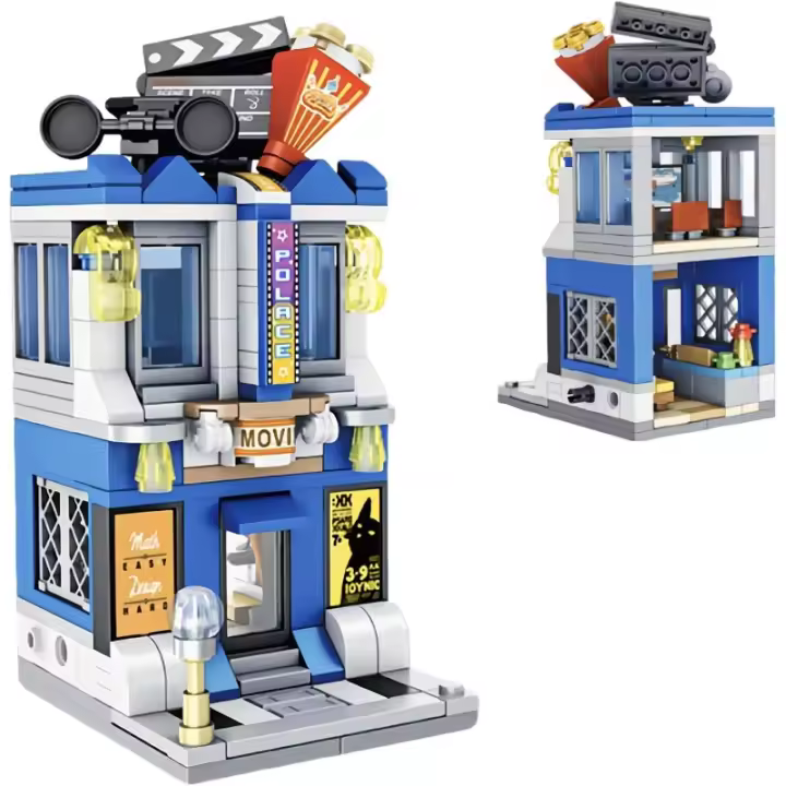 Conjuntos de bloques de construcción de teatro de películas urbanas, lindo kit de construcción de modelo de juguete MOC Cinema, regalo de cumpleaños creativo para adultos/niños que aman películas (253 piezas) - 1