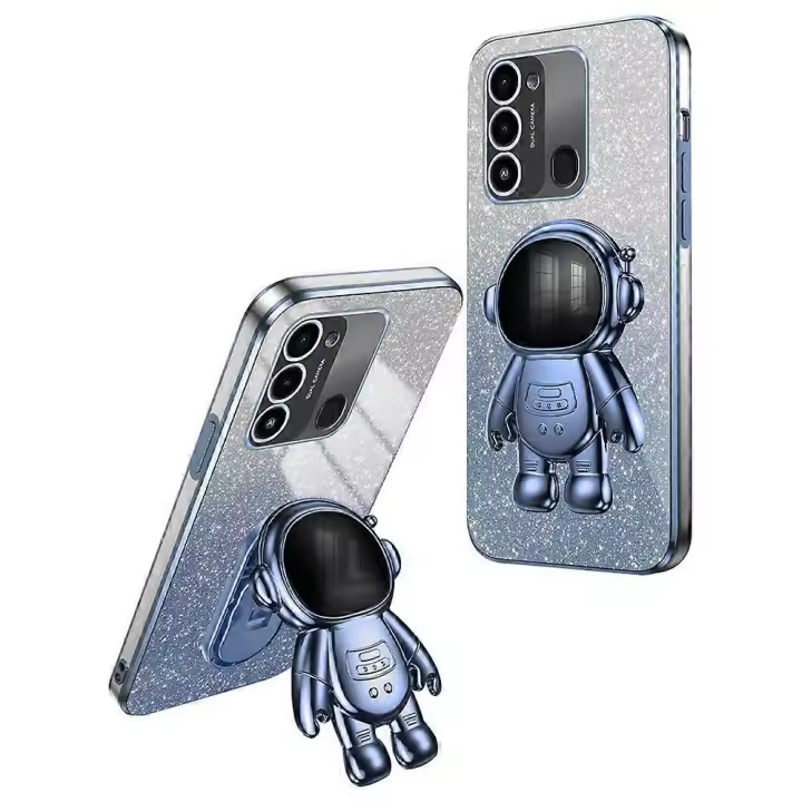 Funda de Teléfono Astronauta de Dibujos Animados Cubierta Trasera con Soporte para Transsion Tecno Spark Go 2022/8C 4G/Spark 9 4G - 1