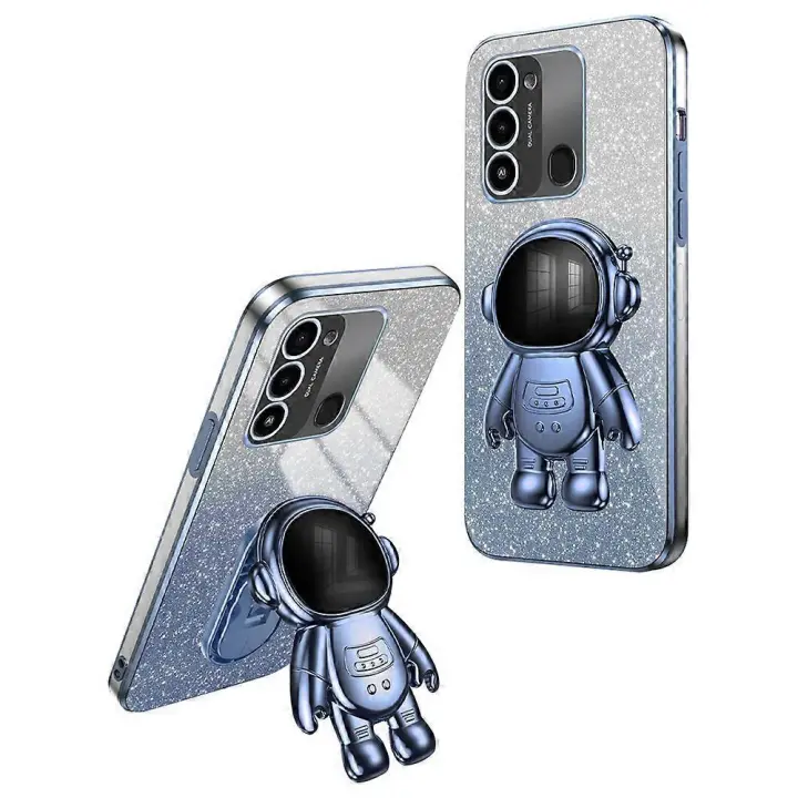 Funda de Teléfono Astronauta de Dibujos Animados Cubierta Trasera con Soporte para Transsion Tecno Spark Go 2022/8C 4G/Spark 9 4G - 1