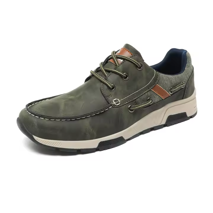 Zapatos para correr clásicos para hombre, zapatillas ligeras de cuero de ante, cómodos zapatos deportivos de gran tamaño, zapatos planos transpirables para correr - 1
