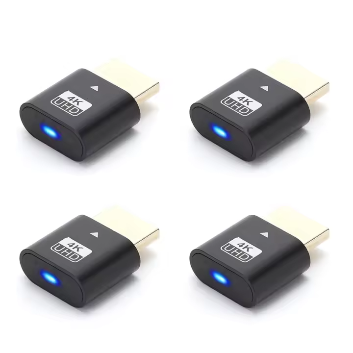 Enchufe simulado 4K con luz LED para tarjetas gráficas, accesorios para PC, adaptador de pantalla Vistual para portátil, Compatible con HDMI, 4 Uds. - 1