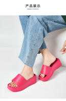 Zapatos de verano para mujer, zapatillas de suela gruesa con sensación de pies, con tacón pequeño y pendiente, Instagram, novedad - details 8