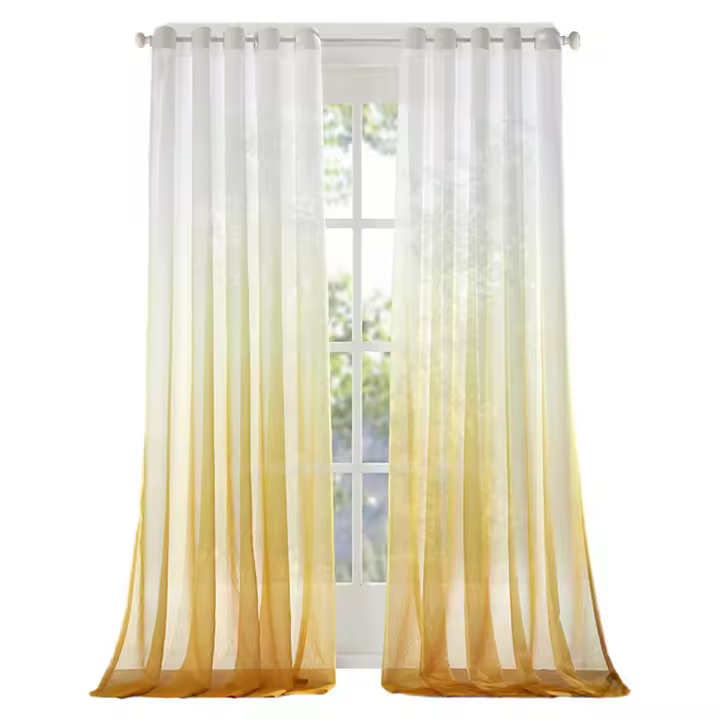 Cortinas y paneles de linóleo translúcido, rayón mezclado, sala de estar y dormitorio - 1