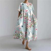 Elegante Vestido de Verano con Estampado de Pescado Cuello Redondo, Talla Grande, Moda Casual para Mujeres - details 6