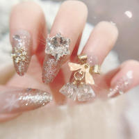 Juego de uñas de almendra brillante de 24 piezas de resina reutilizable para mujeres y niñas - details 4